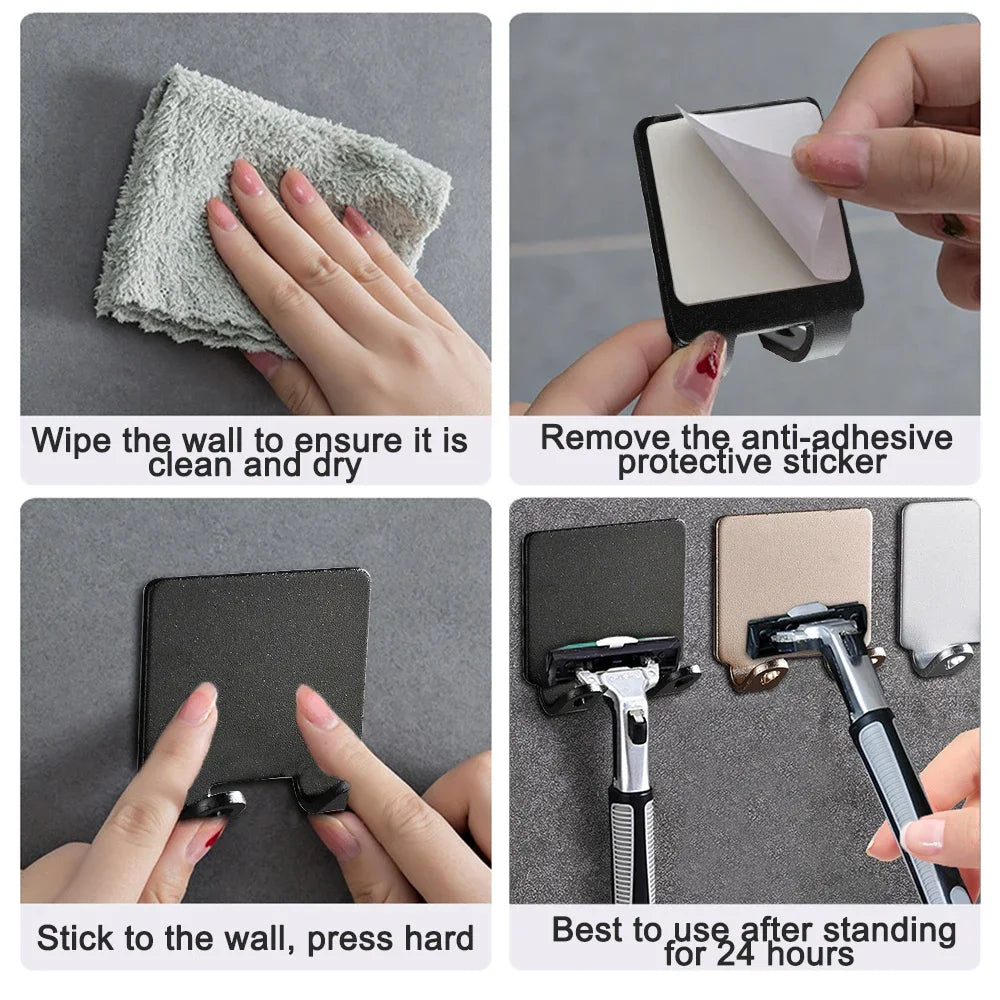 Punch-Free Shaving Razor Holder Wall Hook