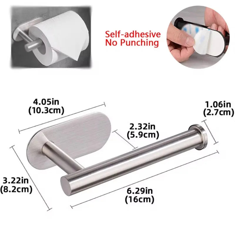 Self-Adhesive Stainless Steel Toilet Paper Stand