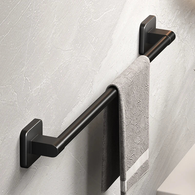 Self-Adhesive Black Towel Rack